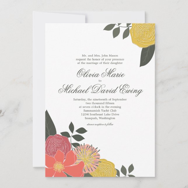 Trädgårds- bröllopinbjudan för vintage inbjudningar (Framsida)