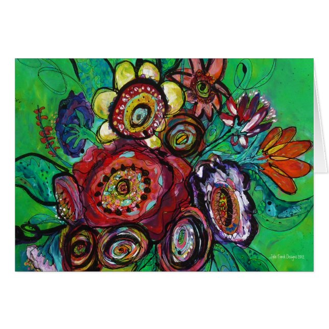 Trädgårds- bukett hälsningskort (Framsidan Horizontal)