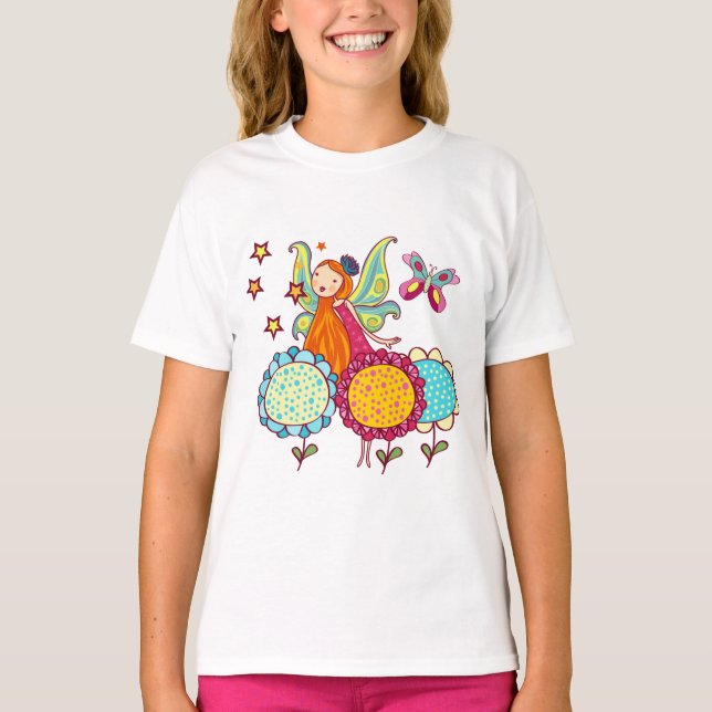 Trädgårds- fe med blommor t shirt (Framsida)