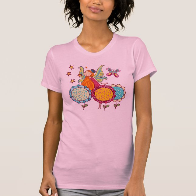 Trädgårds- fe med blommor tee (Framsida)