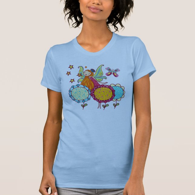 Trädgårds- fe med blommor tee shirt (Framsida)