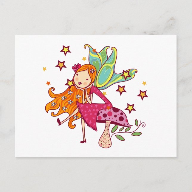 Trädgårds- fe på champinjonen vykort (Framsida)