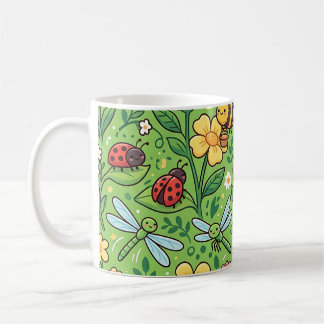 Trädgårds fjäril & bin-mugg – Sött mönster Kaffemugg