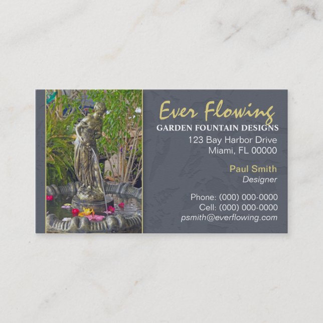 Trädgårds- fontänvisitkort visitkort (Framsida)