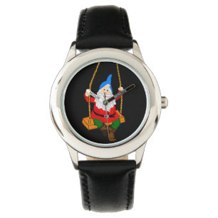 Trädgårds- gnome på en gunga armbandsur