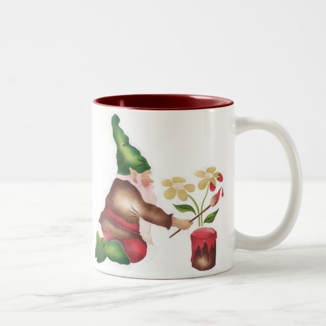 Trädgårds- Gnomemålningblommor Två-Tonad Mugg (Höger)