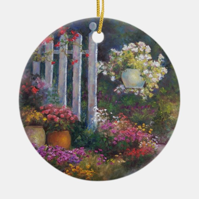 Trädgårds- grind julgransprydnad keramik (Framsidan)