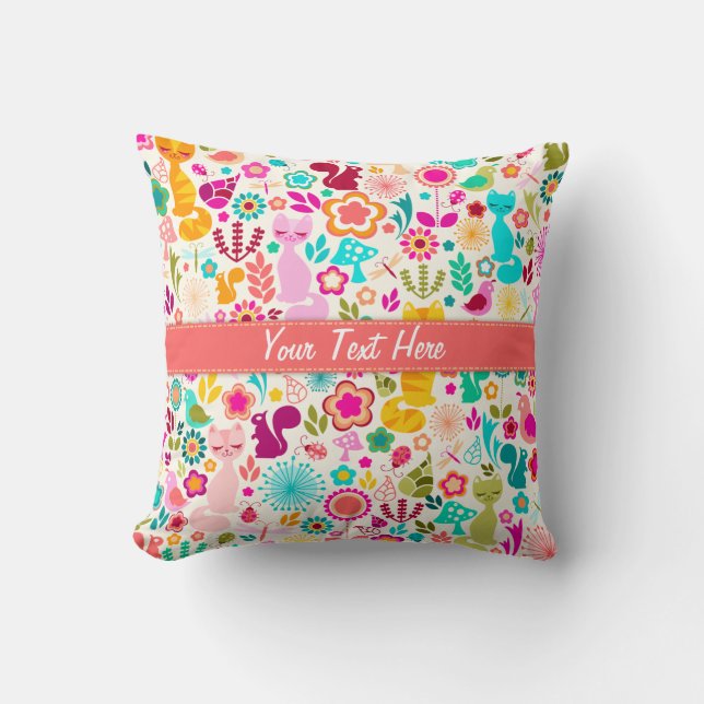 Trädgårds- kattunge kudde (Framsida)