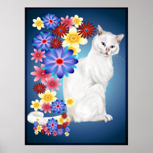 Trädgårds- kattungeaffisch för vit poster