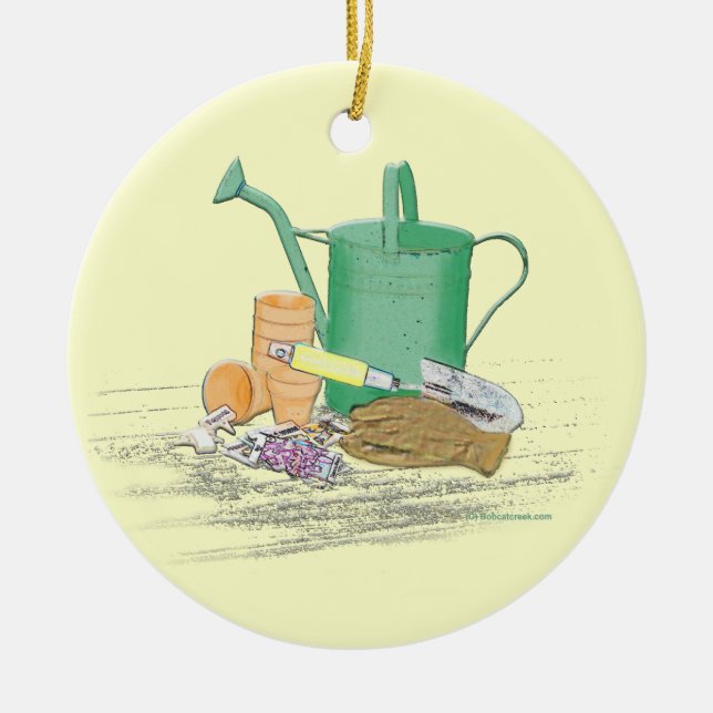 Trädgårds- konst för trädgårdverktyg julgransprydnad keramik (Framsidan)