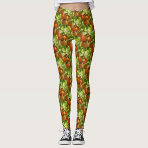 Trädgårds- körsbärsrött tomatnaturmönster leggings