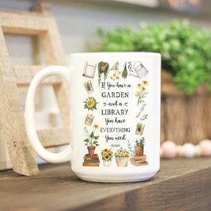 Trädgårds- och bibliotekscitat Solros och örter Kaffemugg