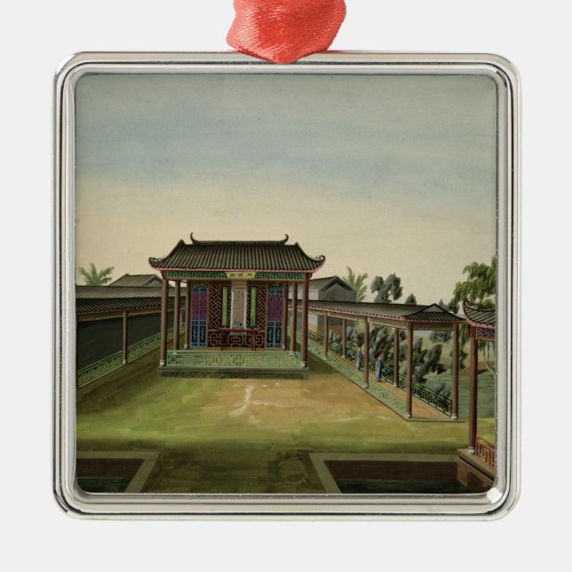 Trädgårds- plats, c.1820-40 (w/c på papper) 2 julgransprydnad metall (Framsidan)