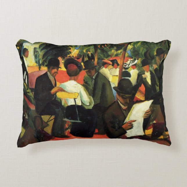 Trädgårds Restaurang av August Macke. Vintage Art Prydnadskudde (Framsidan)