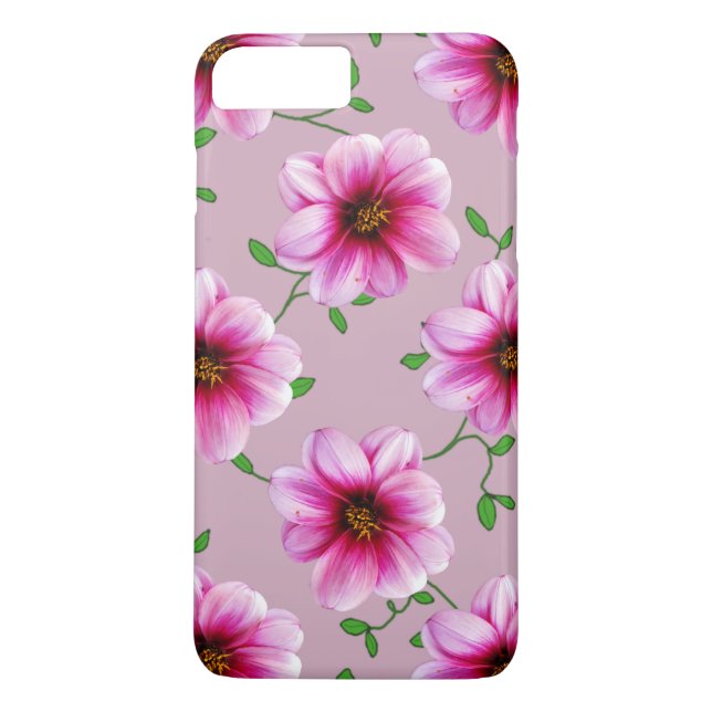 Trädgårds- rosa Dahliablomma på någon färg Case-Mate iPhone Skal (Baksida)