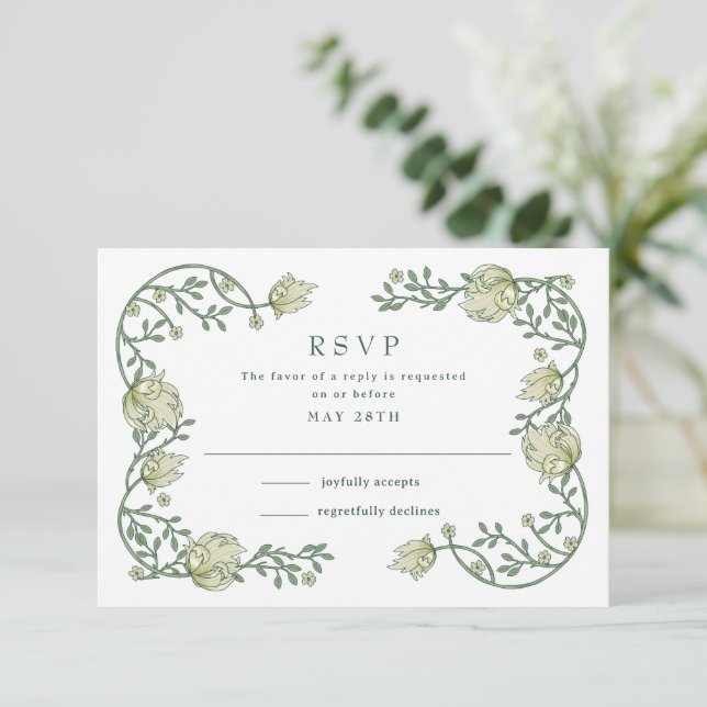 Trädgårds Sagobryllup RSVP-kort OSA Kort (Stående Fram)
