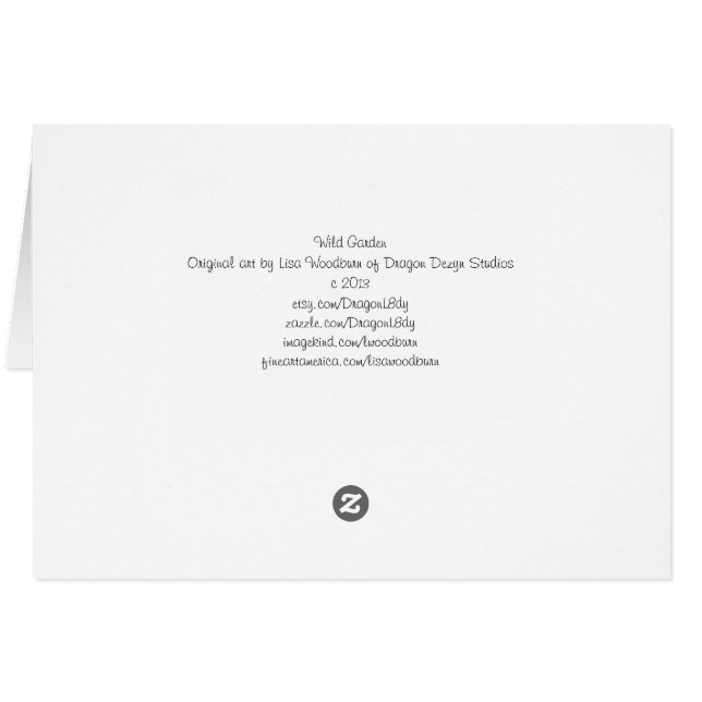 Trädgårds- samling för vild hälsningskort (Baksidan Horizontal)