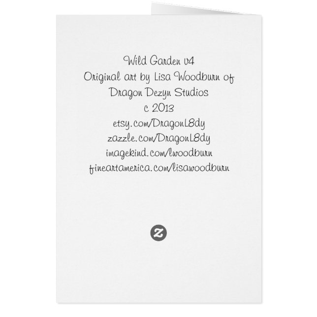 Trädgårds- samling v4 för vild hälsningskort (Baksidan)