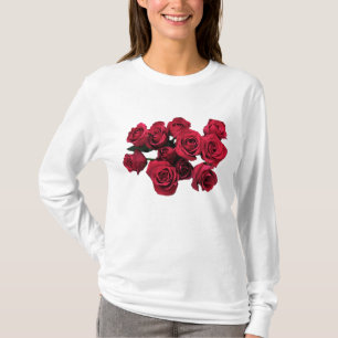 Trädgårds- T-tröja för röd rosblommor Tee
