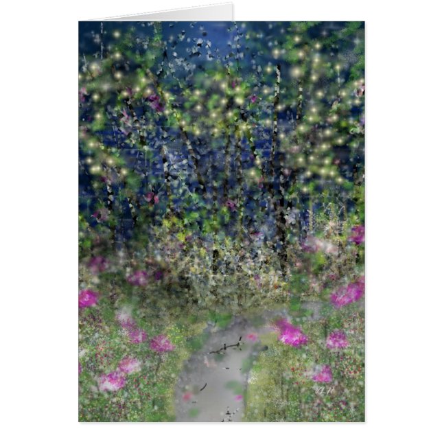 Trädgårds- väg Digital Dreamscape Hälsningskort (Framsidan)