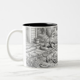 Trädgårds vilda djur Pennteckning Tvåtons kaffemug Två-Tonad Mugg