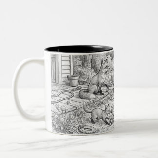 Trädgårds vilda djur Pennteckning Tvåtons kaffemug Två-Tonad Mugg