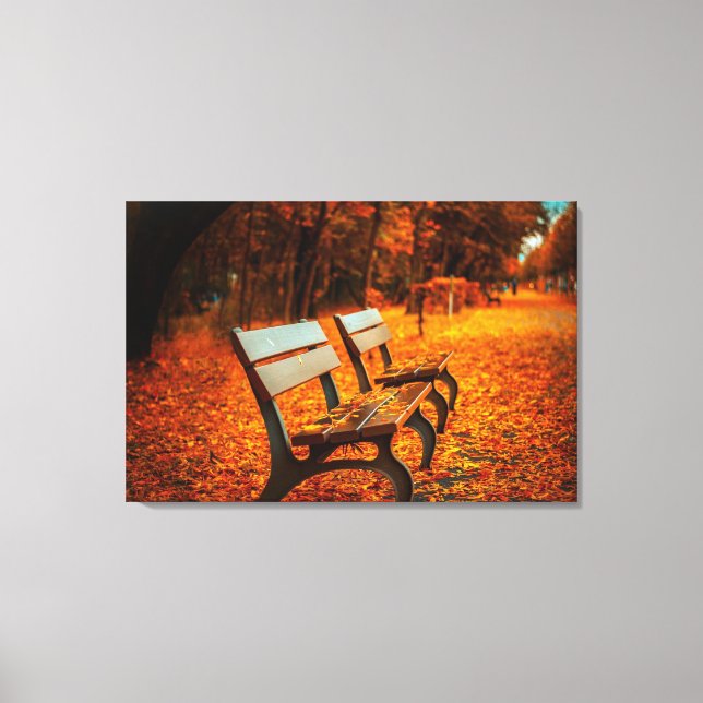 Trädgårdsbankar på hösten Canvas Print (Framsida)