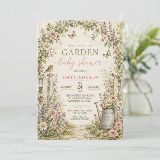 Trädgårdsblommig Baby Shower-inbjudan Inbjudningar
