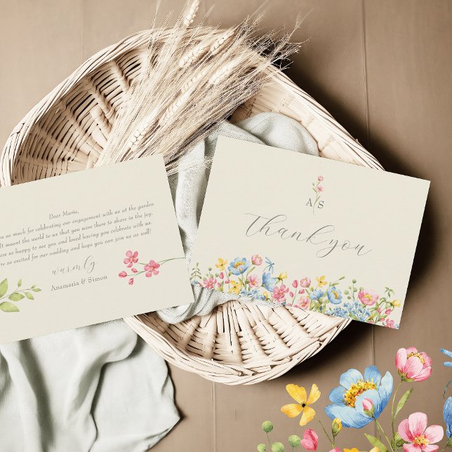 Trädgårdsblommig förlovning tack kort (Skapare uppladdad)