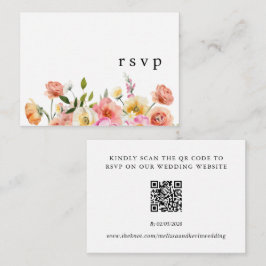 Trädgårdsblommig QR-kod Bröllop RSVP-kort Tilläggskort