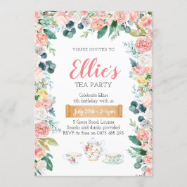 Trädgårdsblommig tepartaj invitering inbjudningar