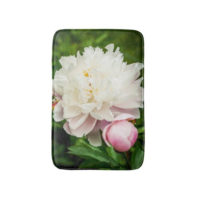 Trädgårdsblommor av rosa peon badrumsmatta (Framsidan (Vertikal))