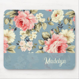 Trädgårdsblommor Chic Shabby Skrift Musmatta