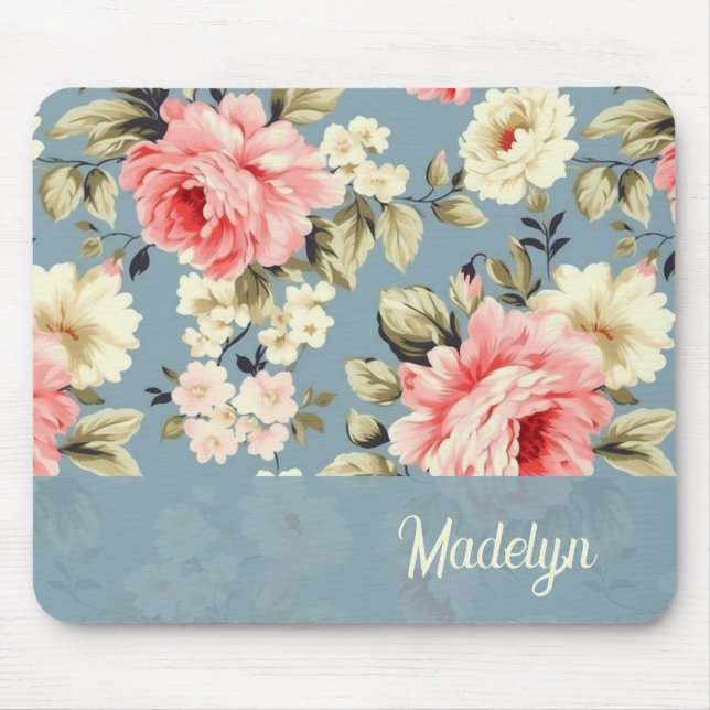 Trädgårdsblommor Chic Shabby Skrift Musmatta (Framsidan)
