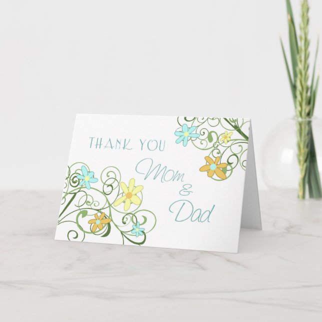 Trädgårdsblommor Föräldrar Bröllopsdag Tackkort (Framsida)