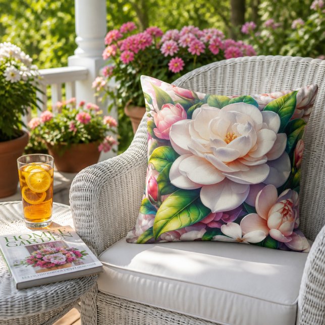 Trädgårdsblommor Gardenia blommar med grönska Träd Kudde (Skapare uppladdad)