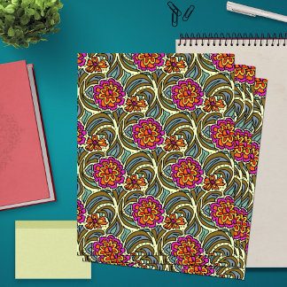 Trädgårdsblommor Konst Mönster Scrapbookpapper