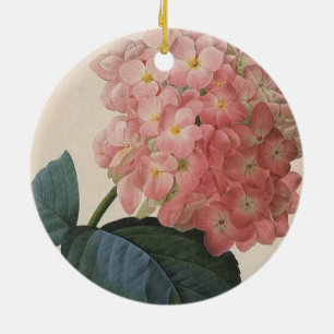 Trädgårdsblommor, Rosa Hydrangea Hortensia Julgransprydnad Keramik