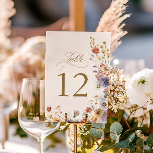 Trädgårdsbröllop Bordnummer med Vilda Blommor Bordsnummer
