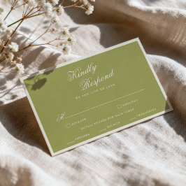 Trädgårdsbröllop Olivgrön Kalligrafi RSVP-kort Tilläggskort