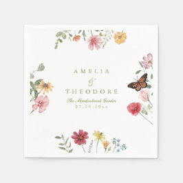 Trädgårdsbröllop Servetter med Vilda Blommor