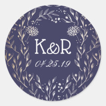 Trädgårdsbröllop vid marinblått och Guld Blommigt