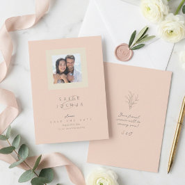 Trädgårdsbrolloppsfoto med solblekt tema Blush ID1 Spara Datumet