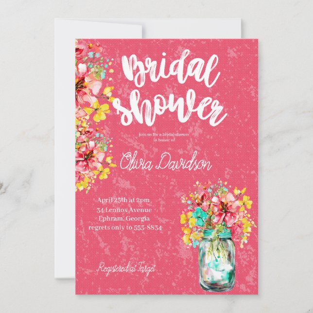 Trädgårdsbröllopsfest Petal Port Inbjudningar (Framsida)