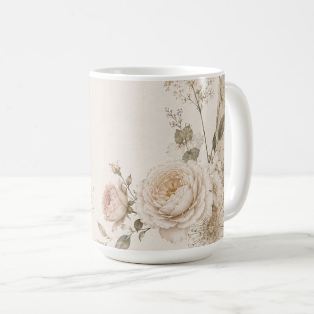 Trädgårdsbryllopsinbjudan med naturlig stil kaffemugg (Framsida höger)