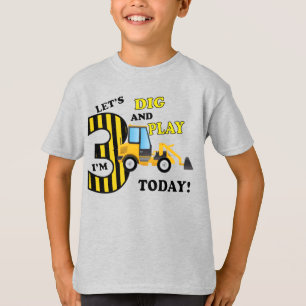 Trädgårdsbulldozer för tredje födelsedag t shirt