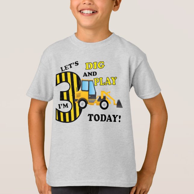 Trädgårdsbulldozer för tredje födelsedag t shirt (Framsida)
