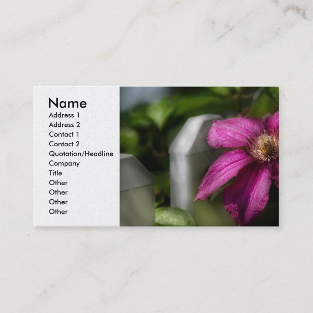 Trädgårdsdesign - Klematis - Majestät Visitkort (Framsida)