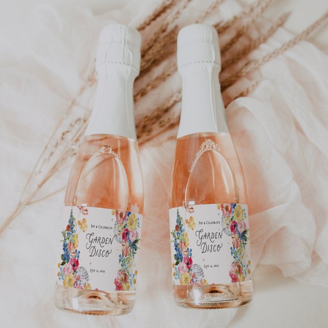 Trädgårdsdisco Mini Champagneflasketiketter (Skapare uppladdad)