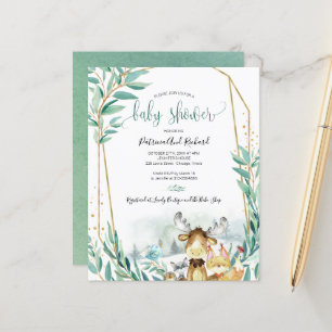 Trädgårdsdjur Baby Shower Budget Inbjudningar